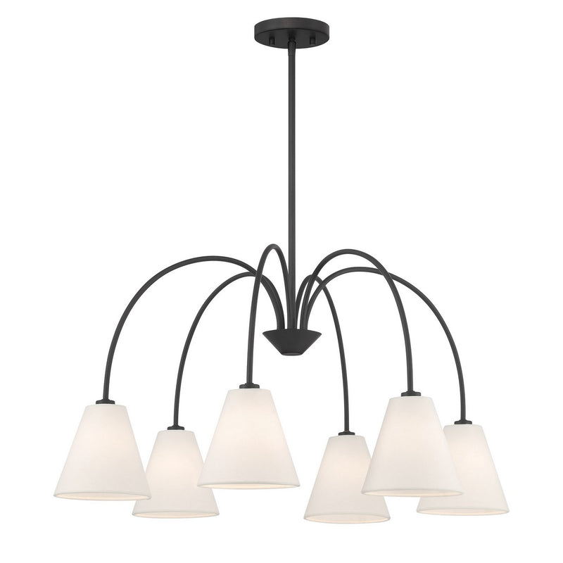 Meridian M100138MBK Six Light Chandelier, Matte Black