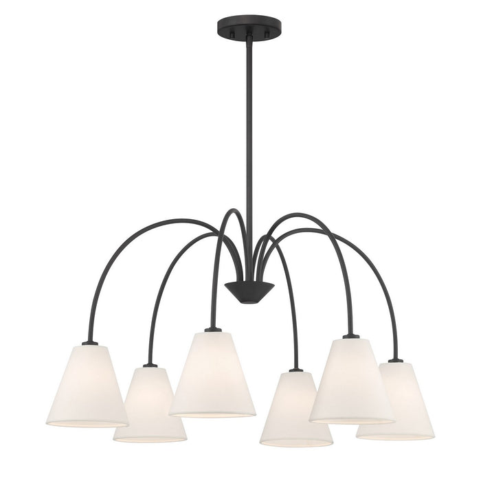 Meridian M100138MBK Six Light Chandelier, Matte Black