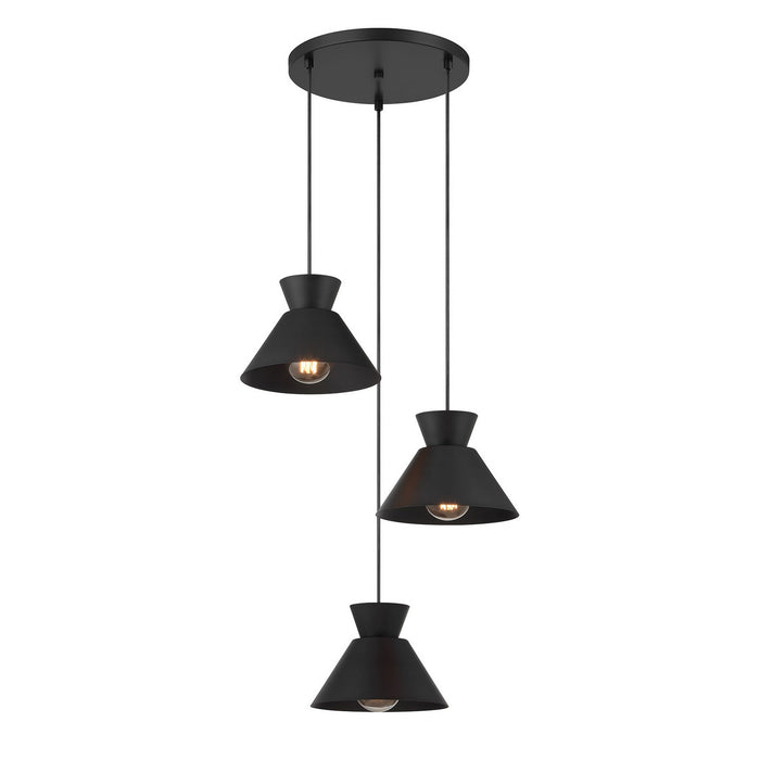 Meridian M100139MBK Three Light Chandelier, Matte Black