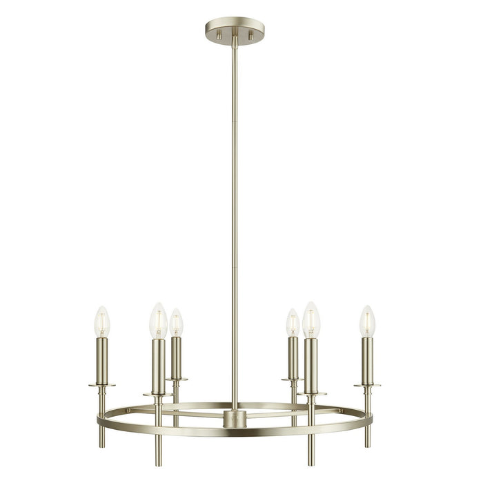 Meridian M100140BN Six Light Chandelier, Brushed Nickel