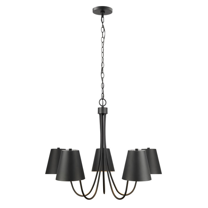 Meridian M100142MBK Five Light Chandelier, Matte Black