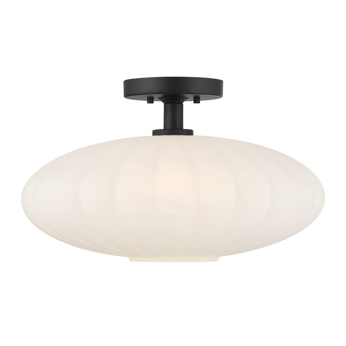Meridian M60075MBK One Light Semi-Flush Mount, Matte Black