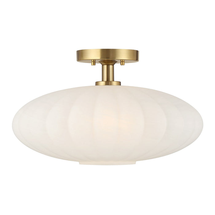 Meridian M60075NB One Light Semi-Flush Mount, Natural Brass