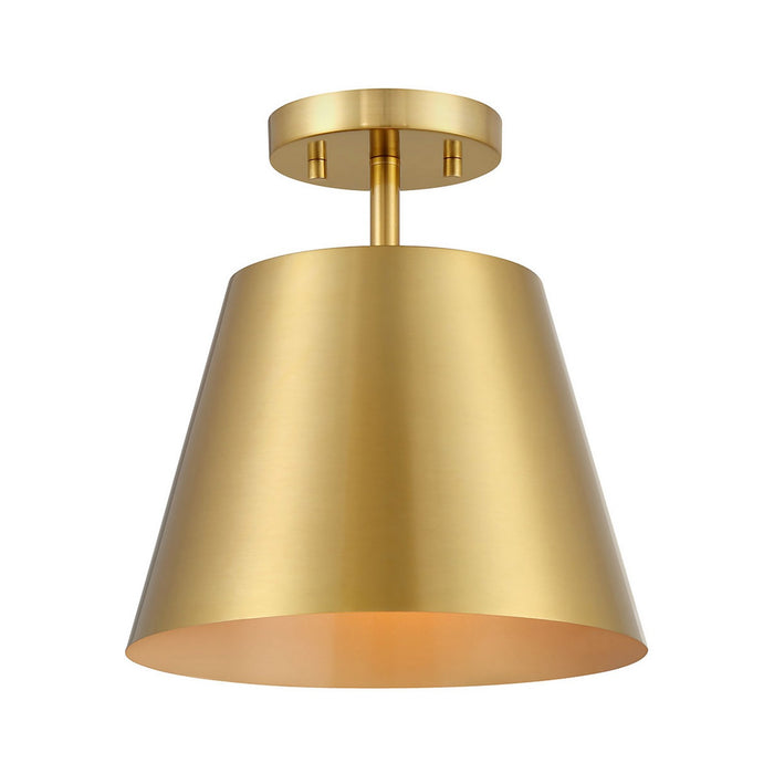 Meridian M60076NB One Light Semi-Flush Mount, Natural Brass