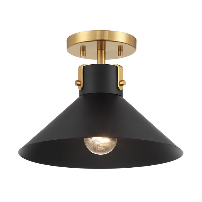 Meridian M60078MBKNB One Light Semi-Flush Mount, Matte Black and Natural Brass