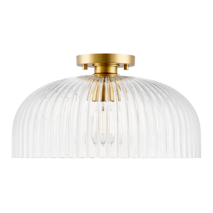Meridian M60080NB One Light Semi-Flush Mount, Natural Brass