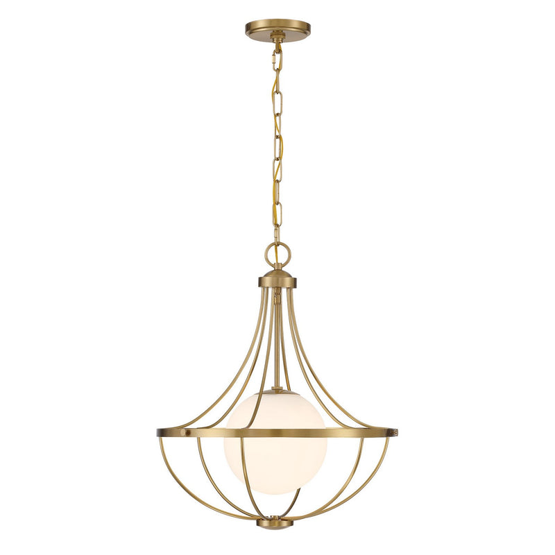 Meridian M7047NB One Light Pendant, Natural Brass