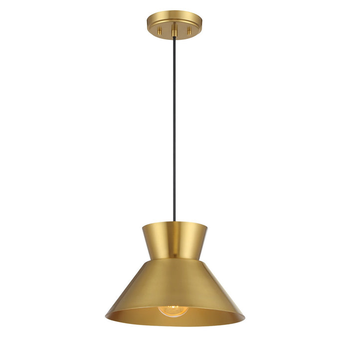 Meridian M7049NB One Light Pendant, Natural Brass