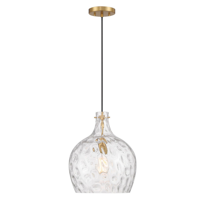 Meridian M7053NB One Light Pendant, Natural Brass