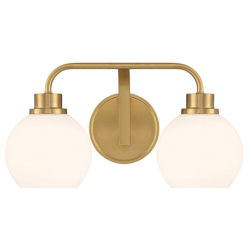 Meridian M80080NB Two Light Bathroom Vanity, Natural Brass