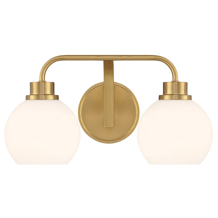 Meridian M80080NB Two Light Bathroom Vanity, Natural Brass