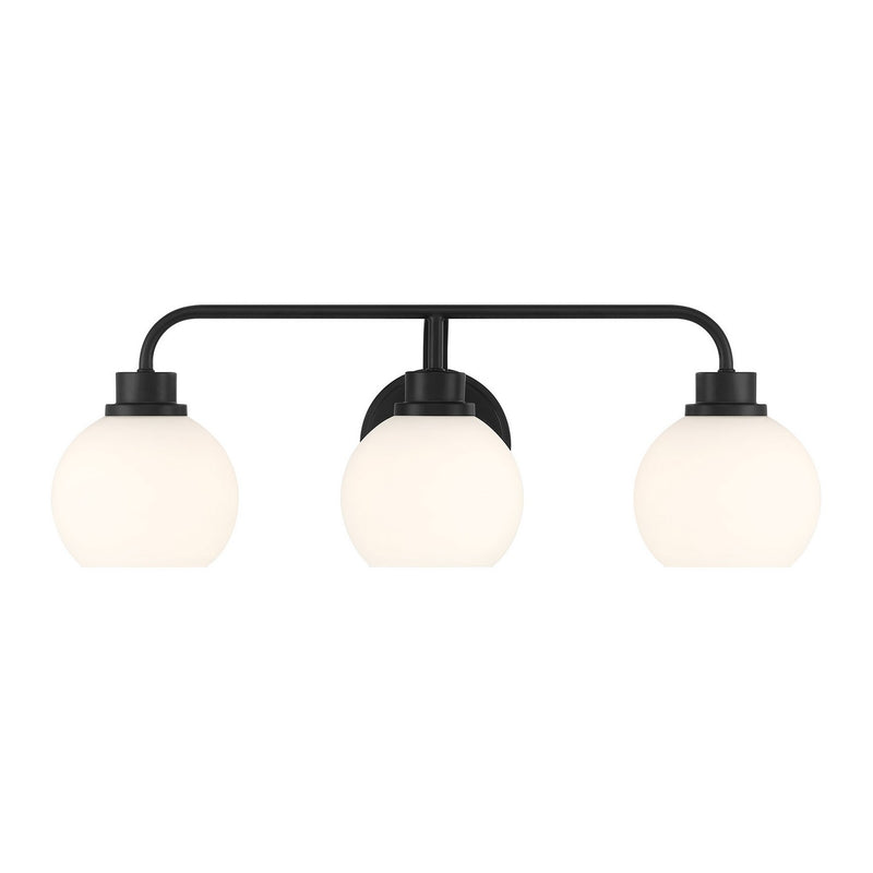 Meridian M80081MBK Three Light Bathroom Vanity, Matte Black