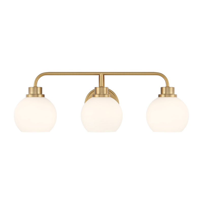 Meridian M80081NB Three Light Bathroom Vanity, Natural Brass