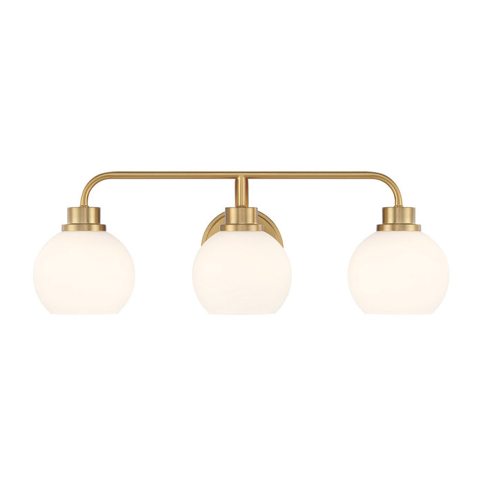 Meridian M80081NB Three Light Bathroom Vanity, Natural Brass