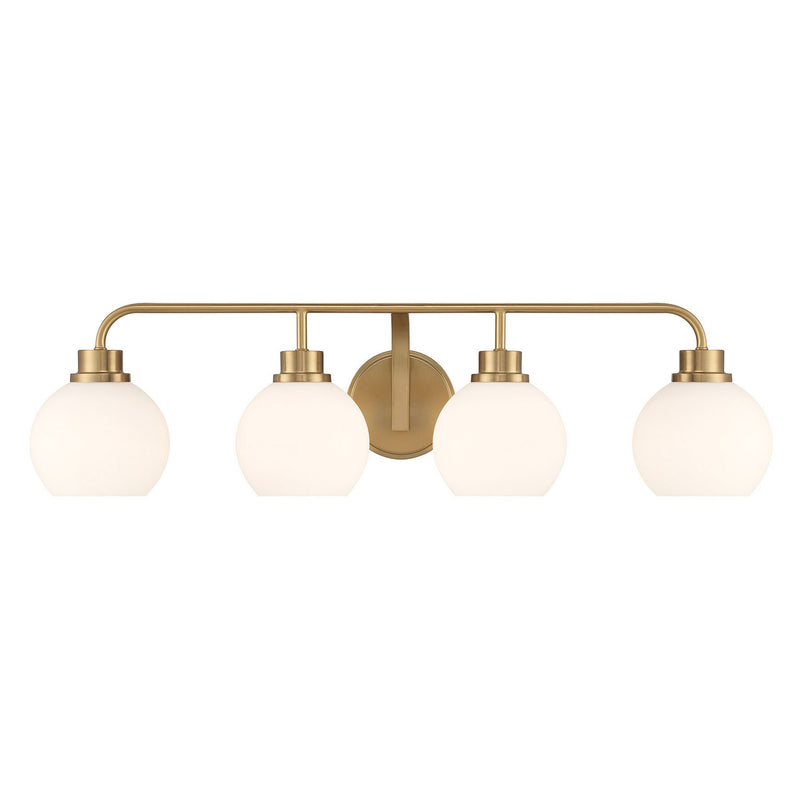 Meridian M80082NB Four Light Bathroom Vanity, Natural Brass