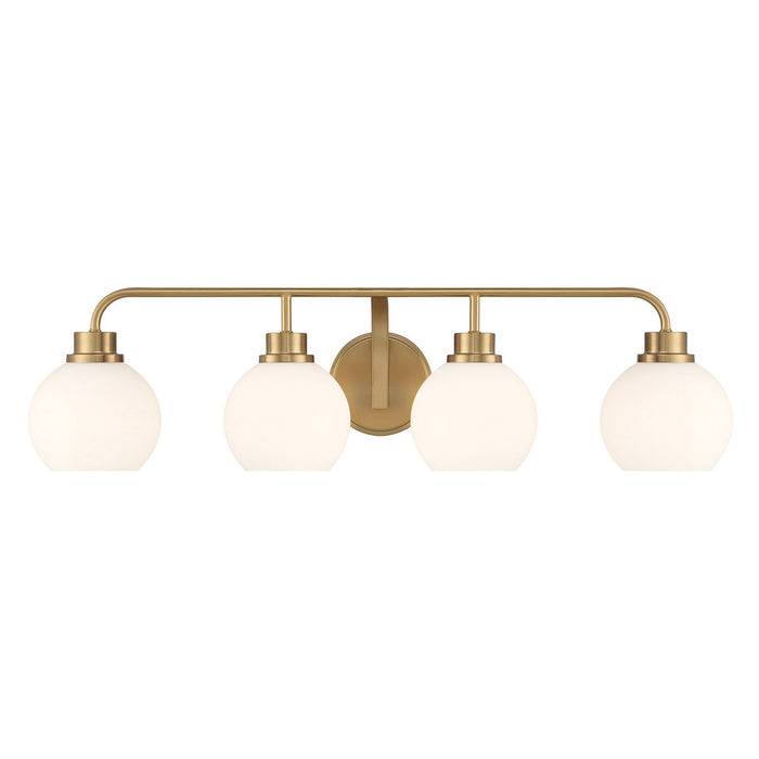 Meridian M80082NB Four Light Bathroom Vanity, Natural Brass