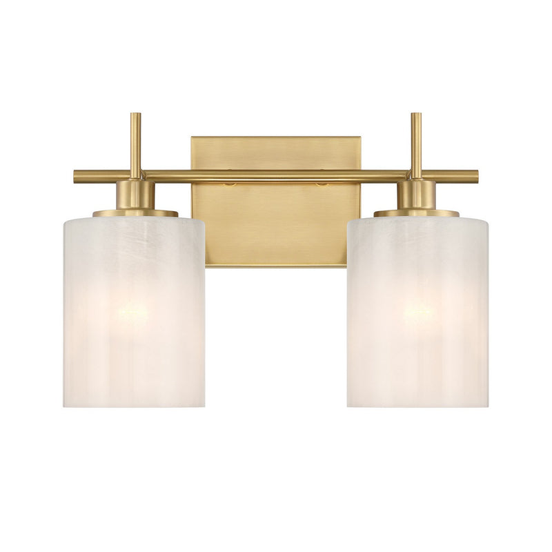 Meridian M80083NB Two Light Bathroom Vanity, Natural Brass