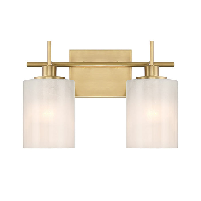 Meridian M80083NB Two Light Bathroom Vanity, Natural Brass