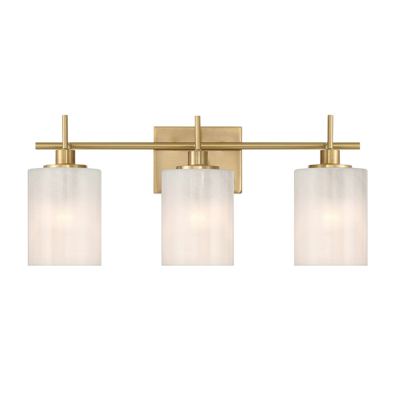 Meridian M80084NB Three Light Bathroom Vanity, Natural Brass