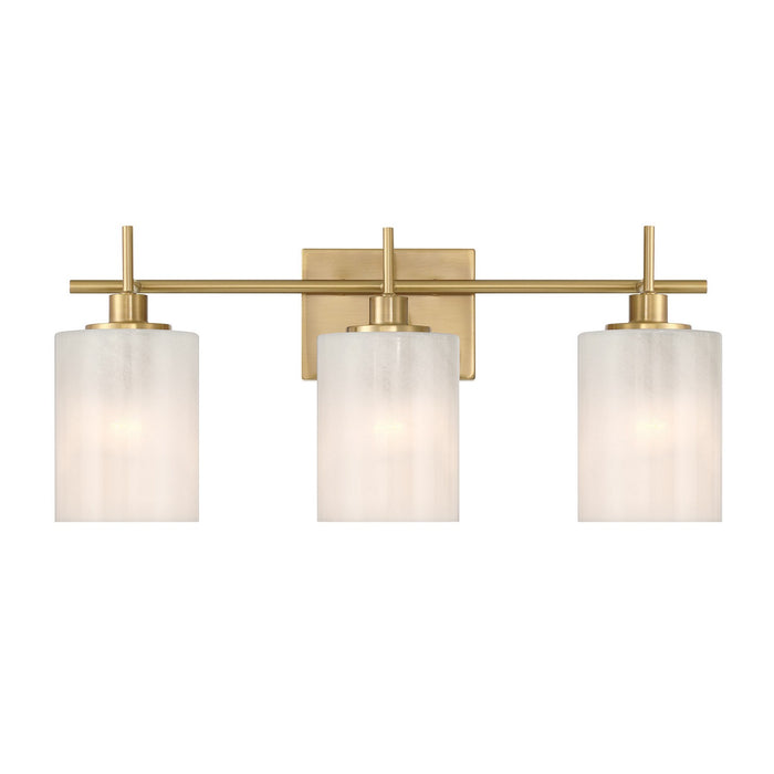 Meridian M80084NB Three Light Bathroom Vanity, Natural Brass