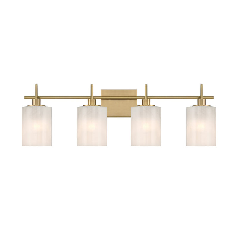 Meridian M80085NB Four Light Bathroom Vanity, Natural Brass