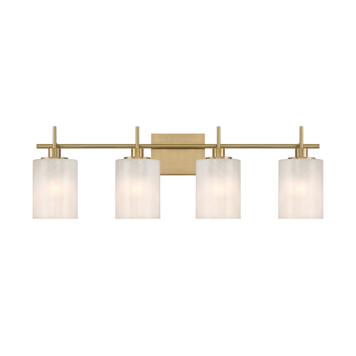 Meridian M80085NB Four Light Bathroom Vanity, Natural Brass