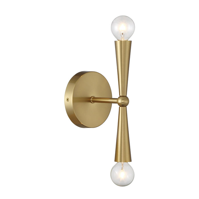 Meridian M90110NB Two Light Wall Sconce, Natural Brass