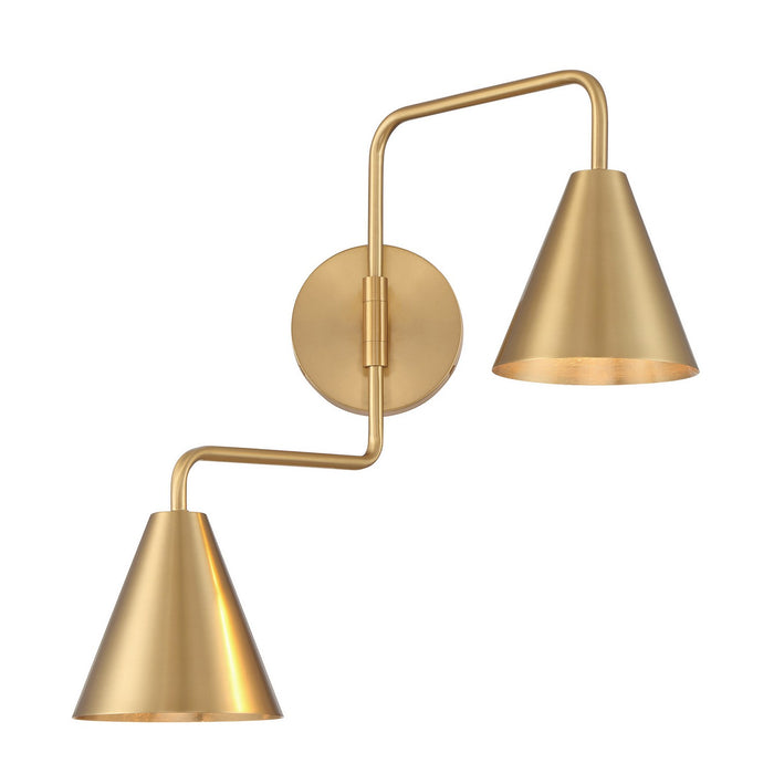Meridian M90111NB Two Light Wall Sconce, Natural Brass