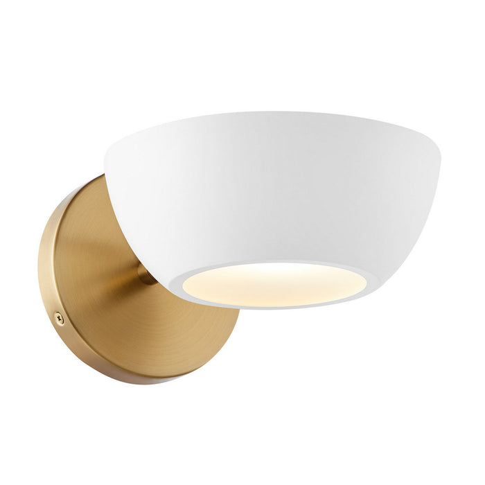 Meridian M90113WHNB One Light Wall Sconce, White and Natural Brass