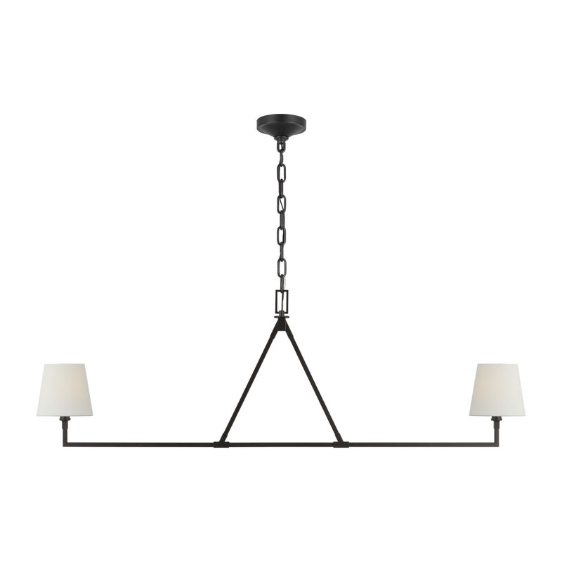 Visual Comfort Studio CC1732AI Two Light Linear Chandelier, Aged Iron