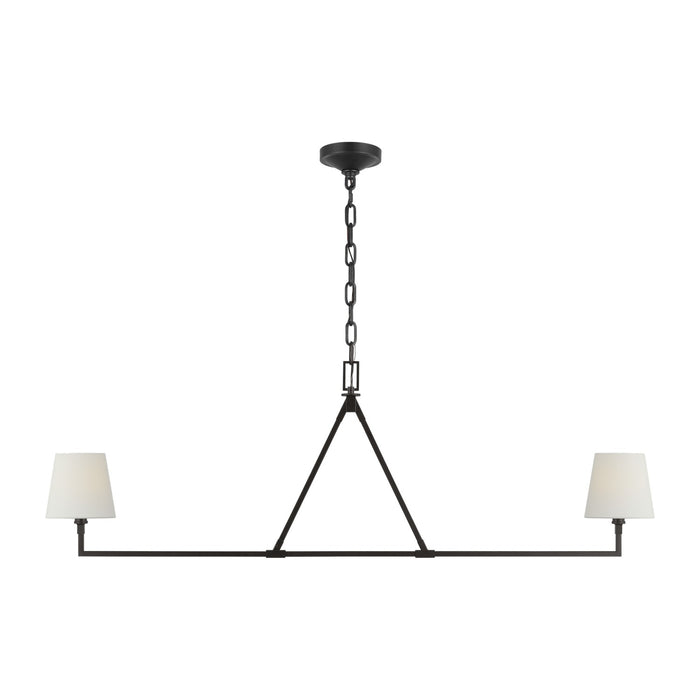 Visual Comfort Studio CC1732AI Two Light Linear Chandelier, Aged Iron