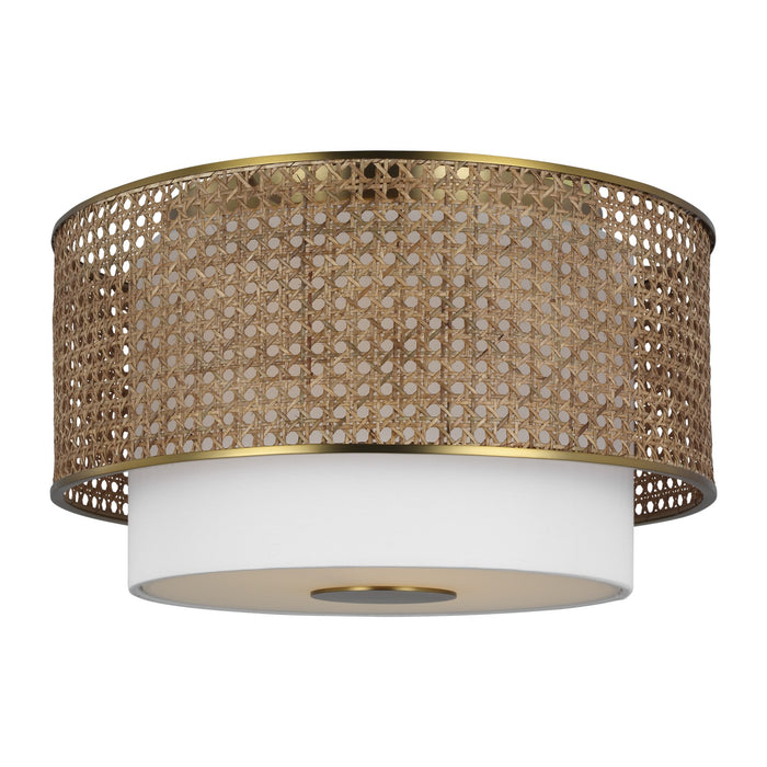 Visual Comfort Studio KSF1043BBSBRTN Three Light Flush Mount, Blonde Rattan
