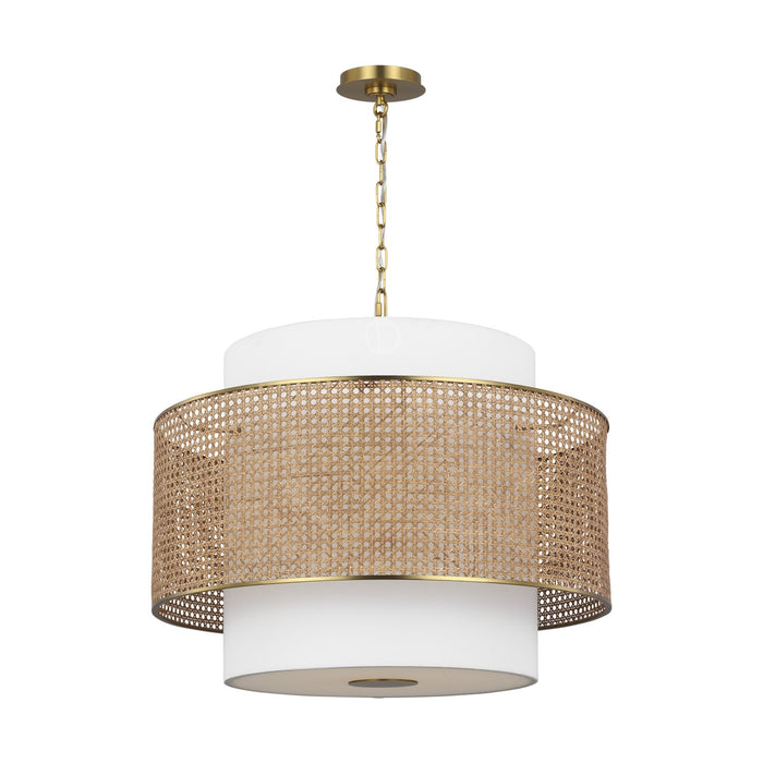 Visual Comfort Studio KSP1043BBSBRTN Three Light Pendant, Blonde Rattan