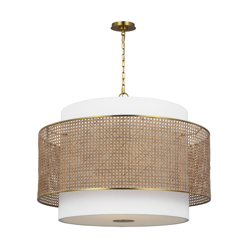 Visual Comfort Studio KSP1184BBSBRTN Four Light Pendant, Blonde Rattan