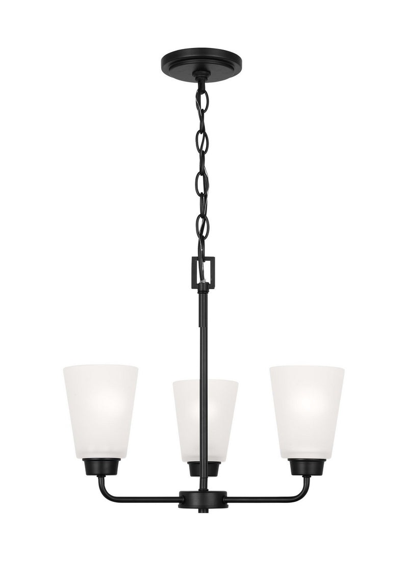 Generation Lighting 3115203EN3-112 Three Light Chandelier, Midnight Black