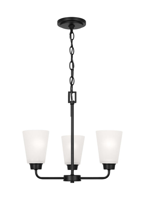 Generation Lighting 3115203EN3-112 Three Light Chandelier, Midnight Black