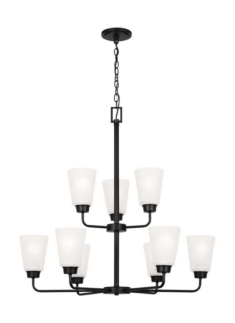 Generation Lighting 3115209EN3-112 Nine Light Chandelier, Midnight Black