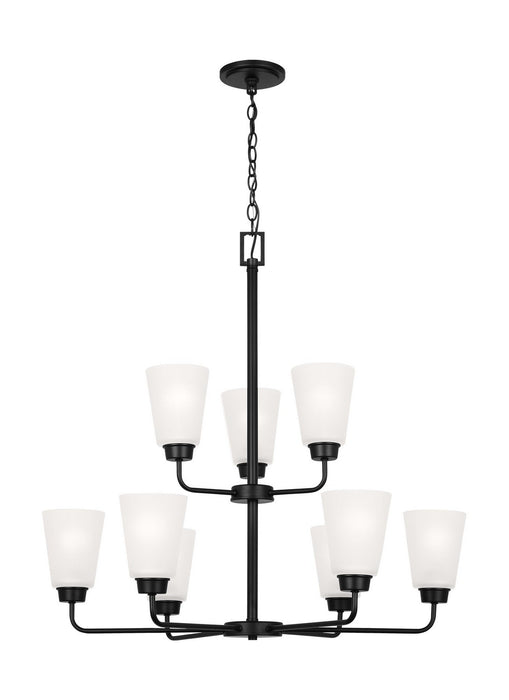 Generation Lighting 3115209EN3-112 Nine Light Chandelier, Midnight Black