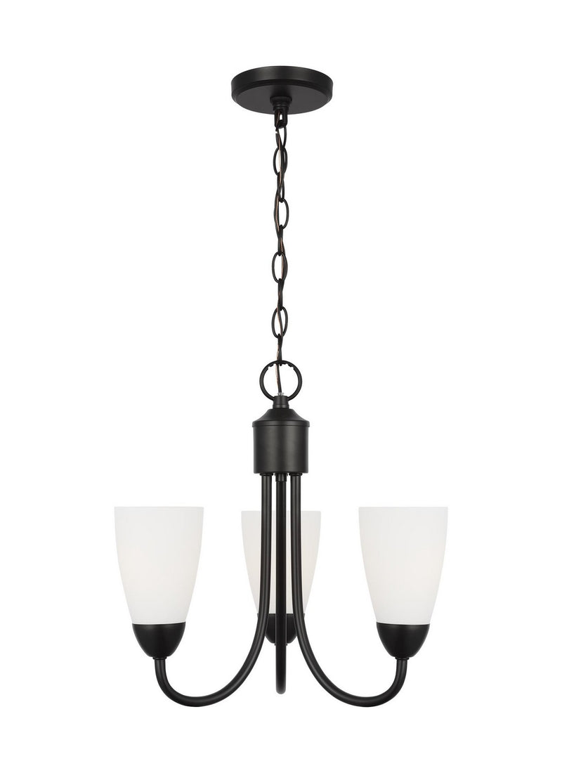 Generation Lighting 3120203EN3-112 Three Light Chandelier, Midnight Black