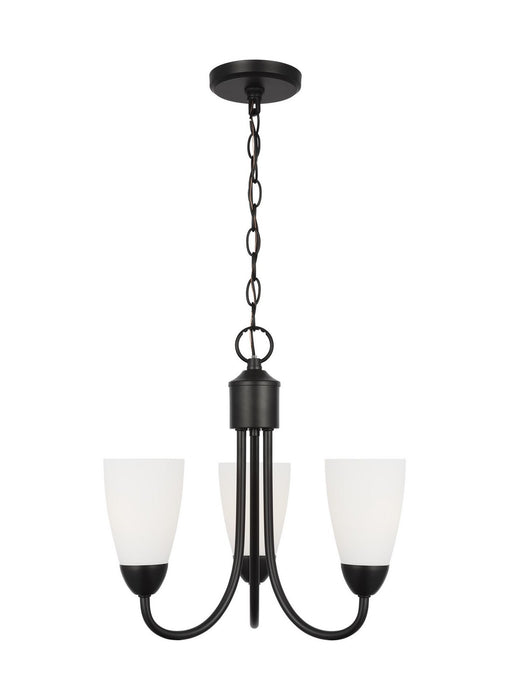 Generation Lighting 3120203EN3-112 Three Light Chandelier, Midnight Black