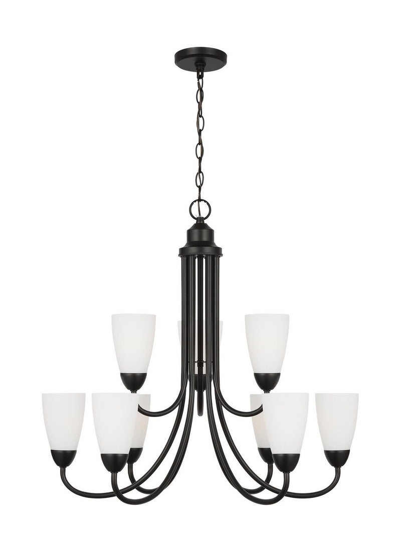 Generation Lighting 3120209EN3-112 Nine Light Chandelier, Midnight Black
