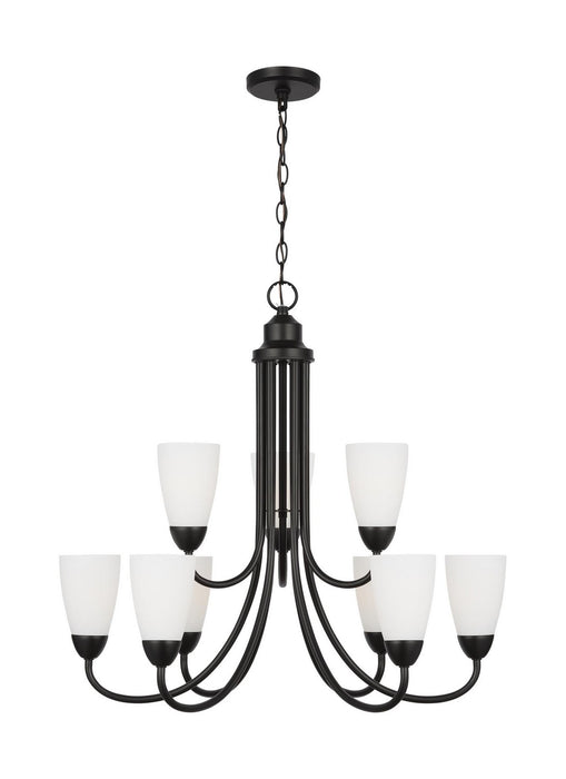 Generation Lighting 3120209EN3-112 Nine Light Chandelier, Midnight Black