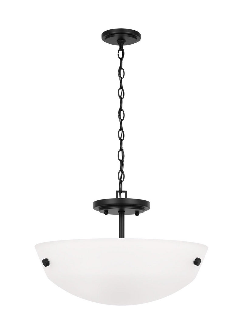 Generation Lighting 7715202EN3-112 Two Light Semi-Flush Convertible Pendant, Midnight Black