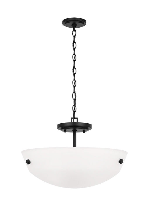 Generation Lighting 7715202EN3-112 Two Light Semi-Flush Convertible Pendant, Midnight Black