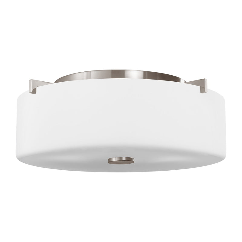 Generation Lighting FM313EN3/BS Two Light Flush Mount, Brushed Steel