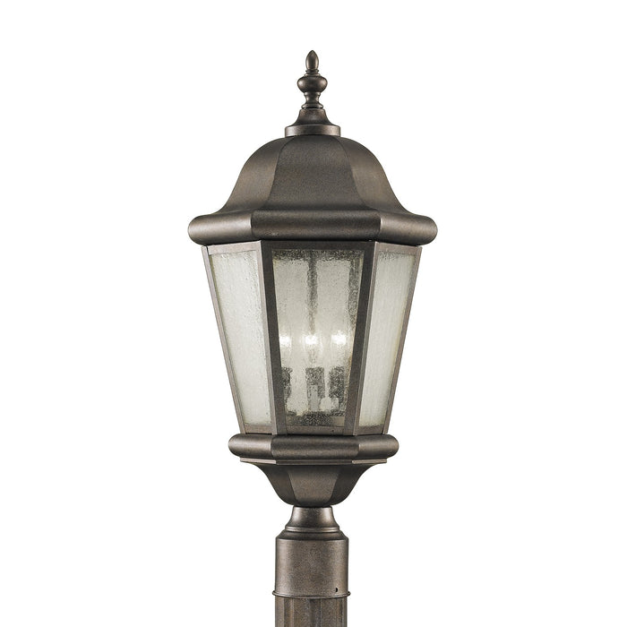Generation Lighting OL5907EN/CB Three Light Outdoor Post Lantern, Corinthian Bronze