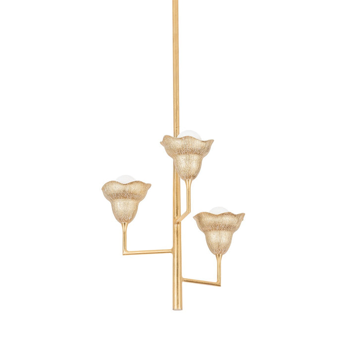 Hudson Valley 1283-VGL/GLI Three Light Chandelier, Vintage Gold Leaf/Gilded Ivory