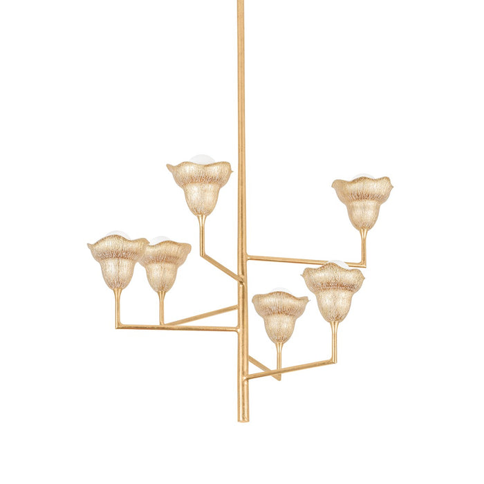 Hudson Valley 1286-VGL/GLI Six Light Chandelier, Vintage Gold Leaf/Gilded Ivory
