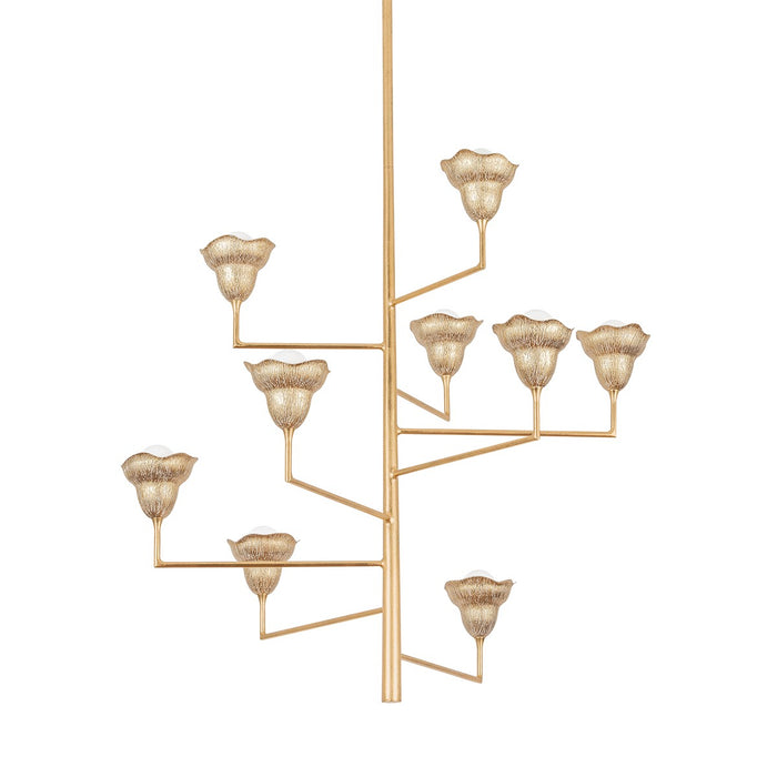 Hudson Valley 1289-VGL/GLI Nine Light Chandelier, Vintage Gold Leaf/Gilded Ivory
