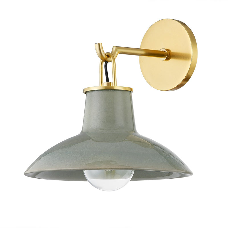 Hudson Valley 1913-AGB/CMC One Light Wall Sconce, Aged Brass/Ceramic Moss Crackle